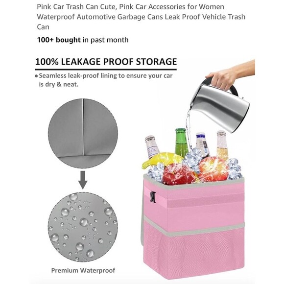 EPAuto Car Trash Can with Lid and Storage Pockets, 2.5 Gallon Leakproof NWOT - Picture 6 of 11